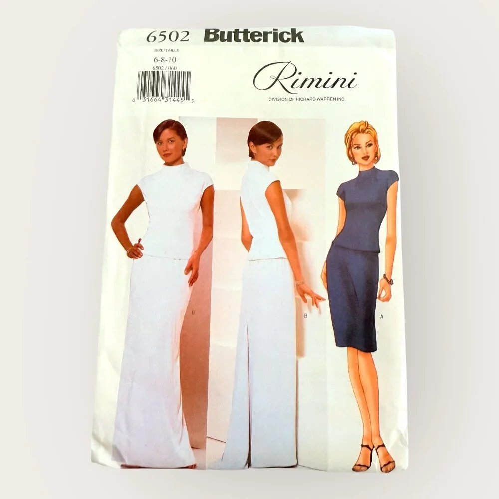 Vintage 2000s Butterick Sewing Pattern 6502 Misses Top Skirt Size 6-10